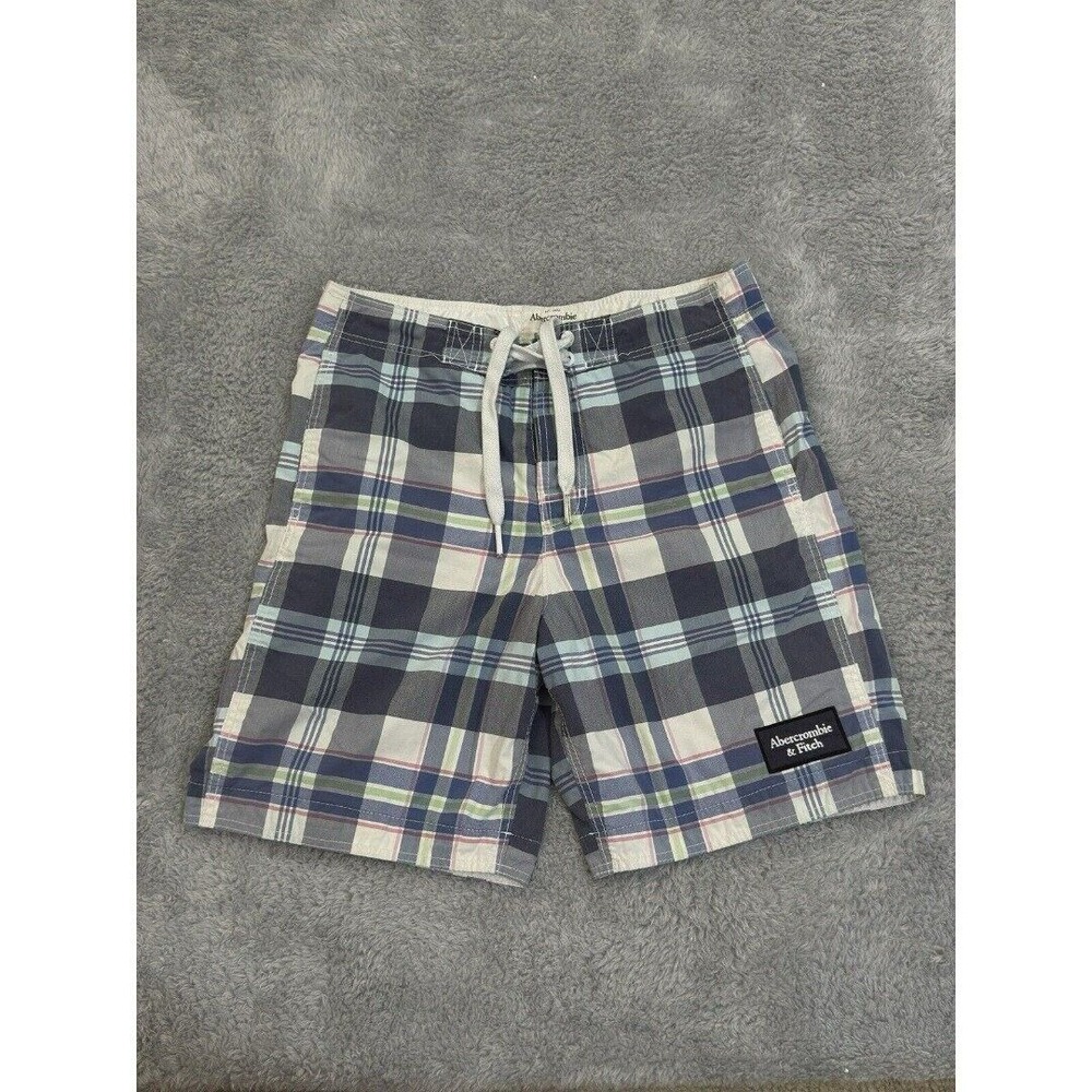 Abercrombie & Fitch Blue Plaid‎ Board Shorts Swim Trunks Mens Medium